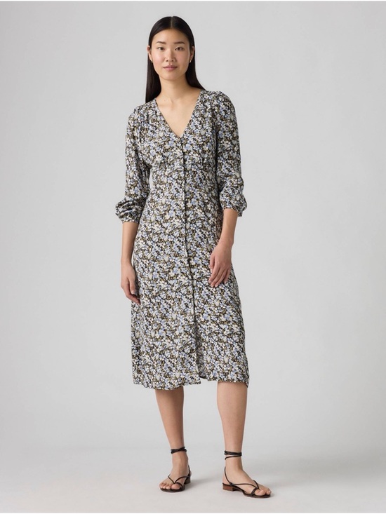 Levi's Dresses & Skirts - Levi's Blue and Black Floral V-Neck Midi Dress